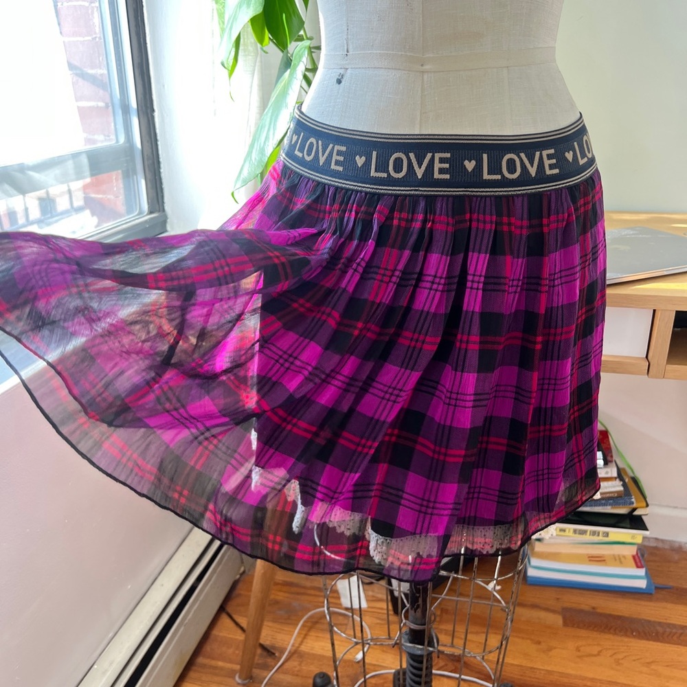 Love Pink and Black Skater Mini Skirt